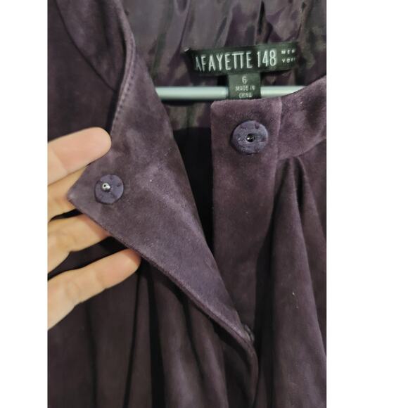 Lafayette 148 New York Ruffled Front Suede Leather Evening Jacket Blackberry 6 - Picture 7 of 12